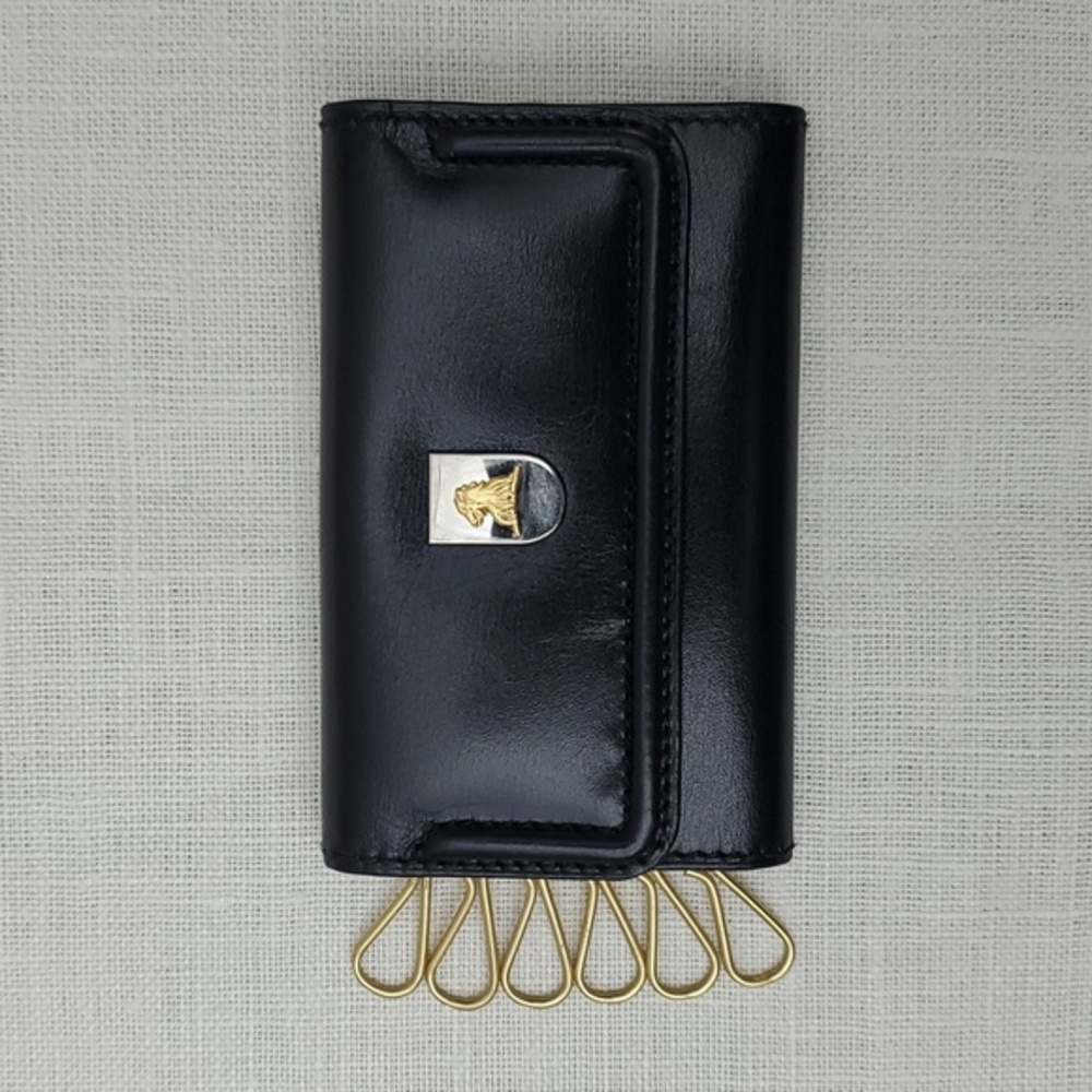 Mark Cross 1845 Leather Key Case Black and Brass Key Holder